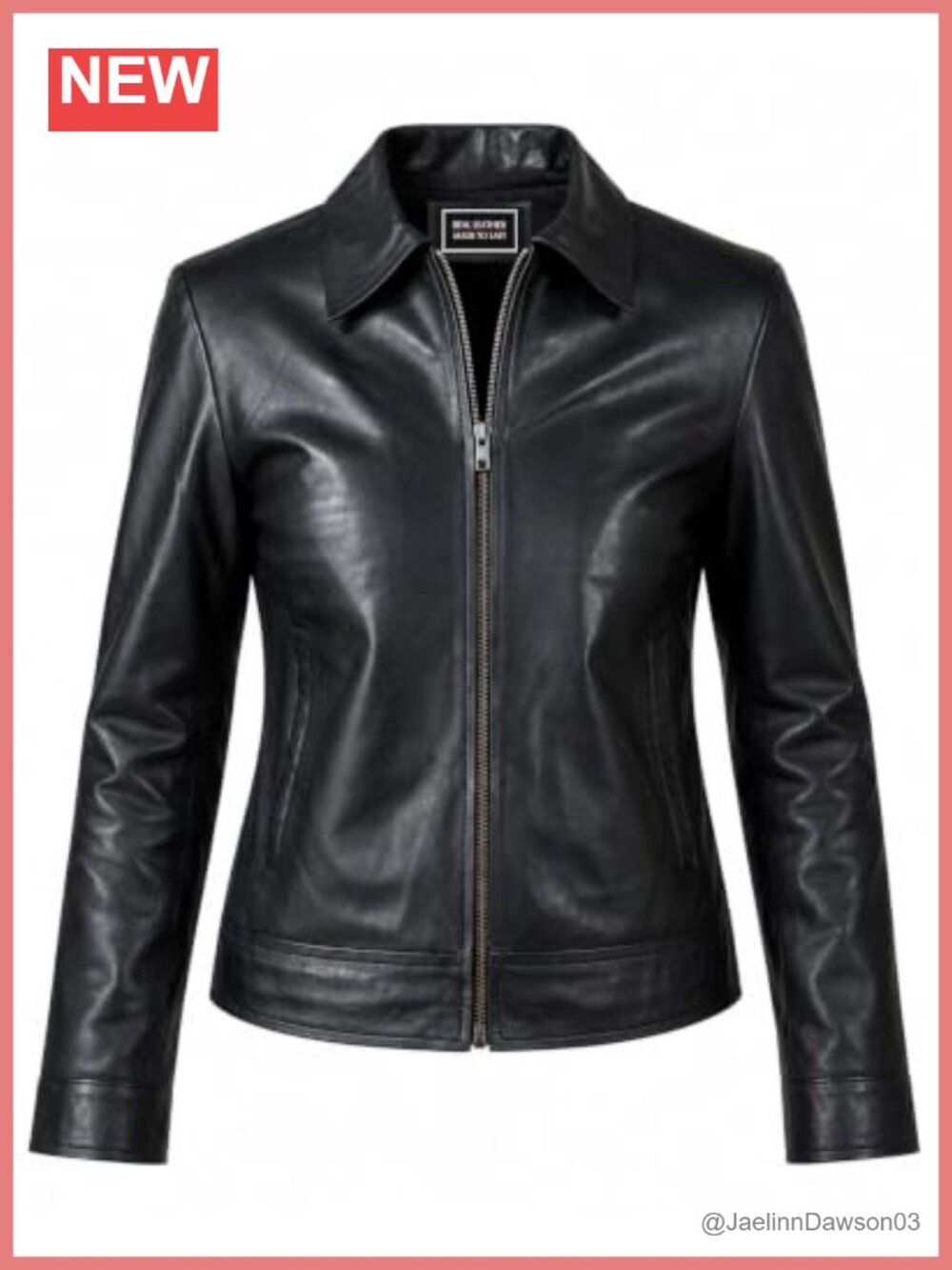 Women's Lambskin Leather Jacket Polo Collar Moto Biker Coat